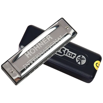 Hohner 10-Loch Diatonische Mundharmonika Blues Harp in C-Dur Mundorgel Silber Stern Gaita Musikinstrument