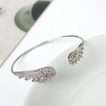 Engel Flügel Armband Einstellbar Frau Reiten Bike Schmuck Geschenke Offene Armband Silber Überzogene Kristall