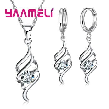 Schmucksets für Frauen, Charms, 925er-Sterlingsilber, Farbe, Anhänger, Halskette, Creolen, modisch, klassisch