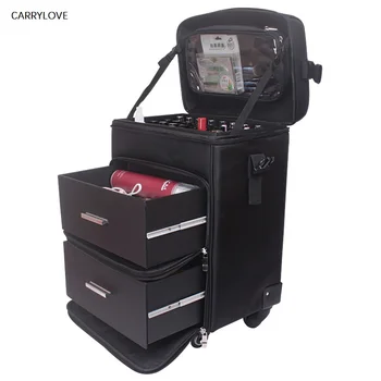 CARRYLOVE Trolley Kosmetikkoffer Rollgepäcktasche auf Rädern Damen Nägel Make-up Toolbox Beauty Tattoo Salons
