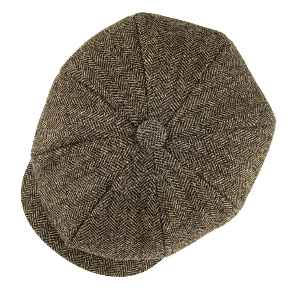BOTVELA Wool Tweed Newsboy Cap Herringbone Men British Gatsby – Bild 5