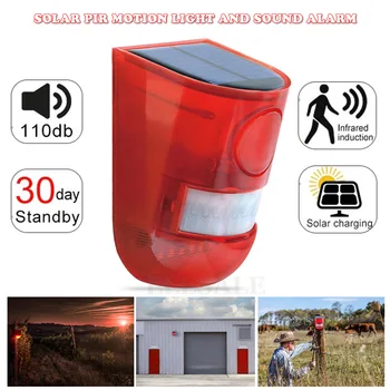 Solar Infrarot Motion Sensor Alarm Mit 110db Sirene Strobe Licht Für Haus Garten Carage Schuppen Carvan