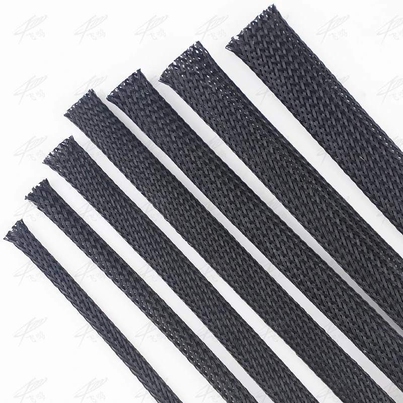 10M Schwarz Geflochtene Kabel Sleeving PET Nylon Verpackung