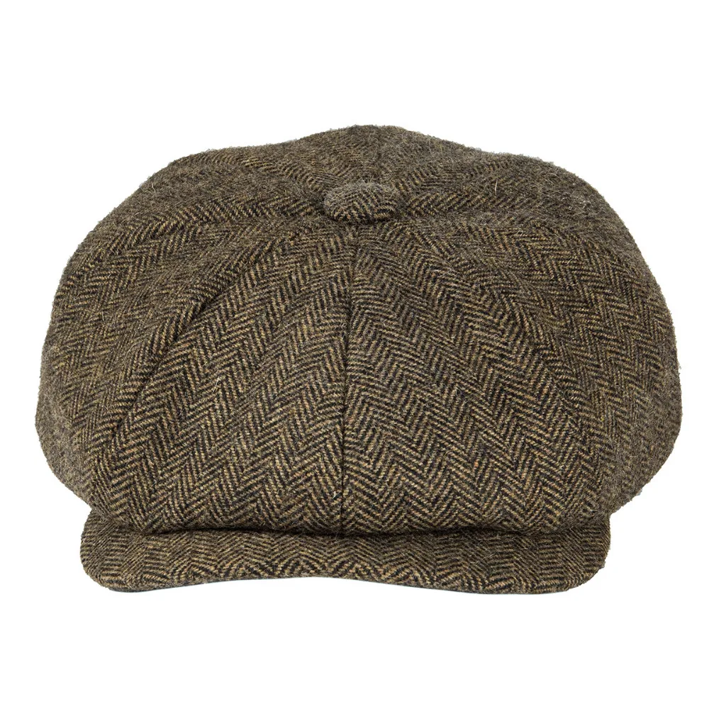 BOTVELA Wool Tweed Newsboy Cap Herringbone Men British Gatsby – Bild 3