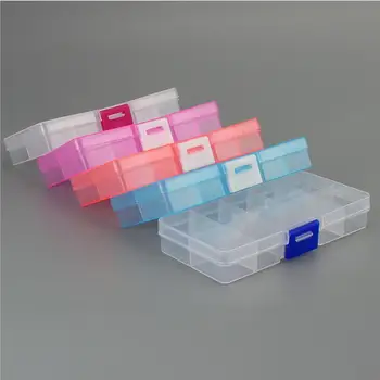 10 Fächer (verstellbar) Kunststoff-Schmuckbox Aufbewahrungsbox Schmuck-Organizer für Bastelarbeiten Perlen DIY