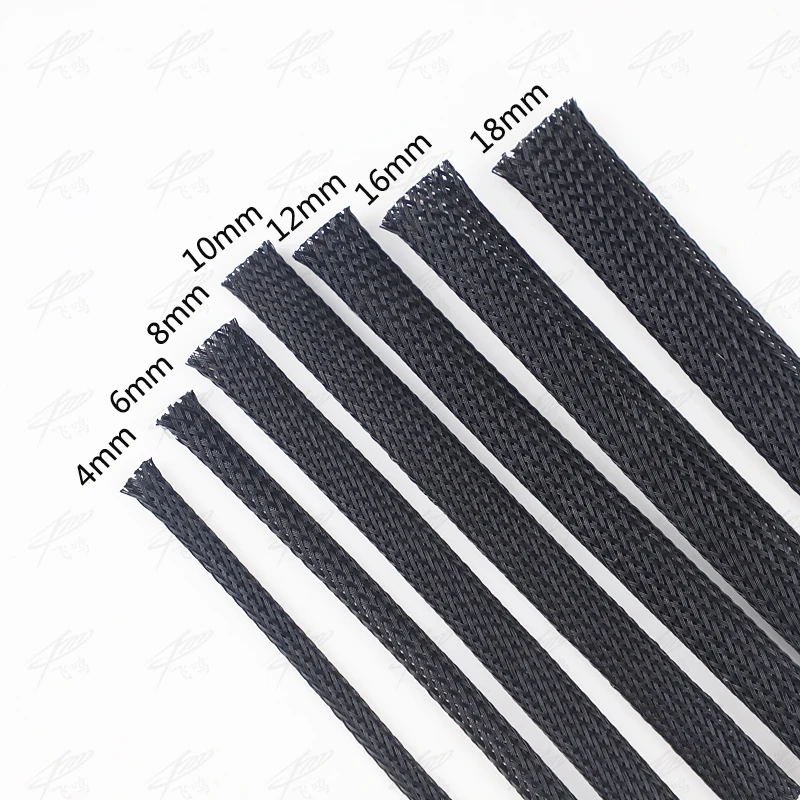 10M Schwarz Geflochtene Kabel Sleeving PET Nylon Verpackung – Bild 3