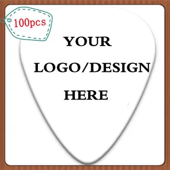 Personalisierte individuelle Gitarrenplektren aus weißem Zelluloid. Machen Sie Ihr eigenes Logo (100 Stück)
