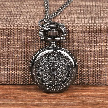 6009 kleine taschenuhr schwarz cobweb retro vintage klassische mit halskette