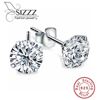 Kristall-Zirkon-Ohrringe aus echtem 925er-Sterlingsilber, Kanal-Zirkonia-Silber-Ohrstecker für Damen