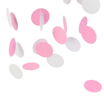 400cm Rosa Weiß Flagge Banner Kreis Papier Bunting Garland, Extra Sparkle für Hochzeit Tipi Deco Geburtstag