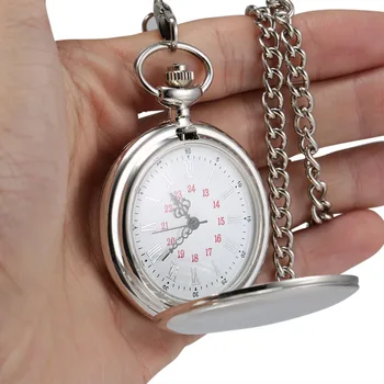 Taschenuhr, 1-teilig, für Herren und Damen, Quarz-Taschenuhr, römische Ziffern, Zifferblatt, silbernes Gehäuse
