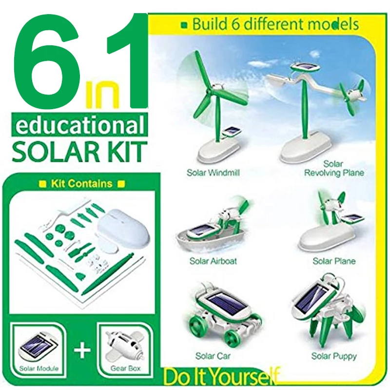 6-in-1 Solar-Roboter-Bausatz für Kinder, Auto, Boot, Flugzeug – Bild 2