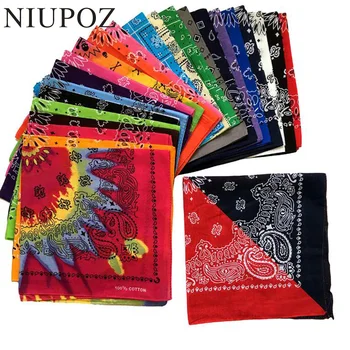 Mode Hip Hop 100% Baumwolle Bandana Quadrat Schal 55 cm * 55 cm Schwarz Rot Paisley Stirnband Gedruckt