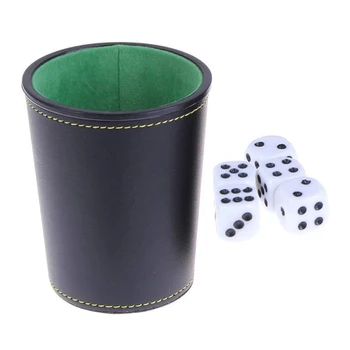 PU Leder Würfelbecher, grün Flanell Innen Ruhig Würfel Shaker Tasse für Liars Dice/ Farkle/ Yaht-zee Spiele, 1