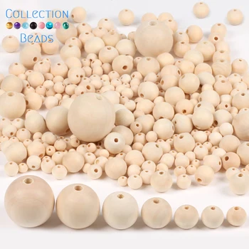 4-50mm 1-1000 Stück natürliche Holzperlen runde Abstandshalter Holzperle bleifreie Kugeln Charms DIY