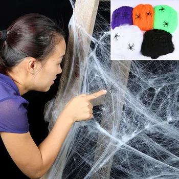 Halloween Gruselige Party Szene Requisiten Weiß Dehnbar Spinnennetz Horror Halloween Dekoration Für Bar