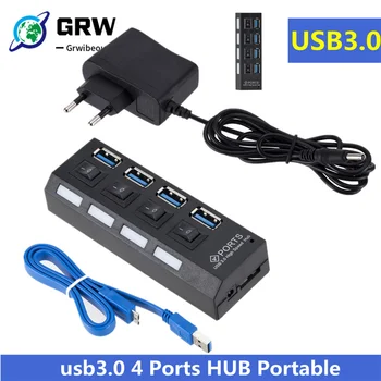 Mini-USB-HUB 3.0 Super Speed 5 Gbit/s USB 3.0 4 Ports HUB Tragbarer Micro-USB 3.0 HUB-Splitter mit externem