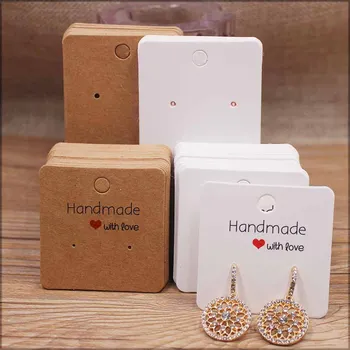 Papier-Ohrringkarten im handgemachten Stil 5x5cm/3x3cm/5x9cm/5x6.5cm/5x7cm Braun/Weiß DIY (50 Stück)