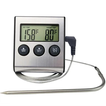 Digitales Küchenthermometer für Fleisch und Lebensmittel, Temperatur für Backofen, Grill, Timer-Funktion