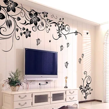 Heißer DIY Schöne Wand Kunst Aufkleber Dekoration Mode Romantische Blume Wand Aufkleber Wohnkultur 3D Tapete