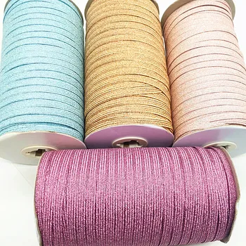 2/5yards/Lot 6mm Elastische Band Gold Draht Glitter Elastische Spandex Band für Trim Nähen Stoff DIY Kleid