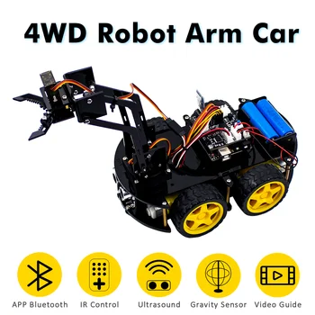 Lafvin mechanische 4WD Roboter Arm Auto Kit für Arduino Smart Roboter Auto Set für das Lernen Bildung