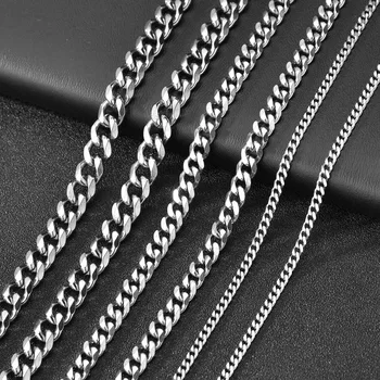 Kubanische Gliederkette für Herren, Größe 3,6/5/6/7/8/9 mm, Punk-Halskette für Herren, Edelstahl, männlicher