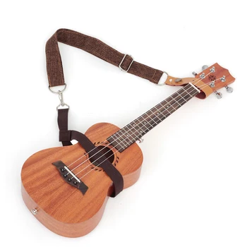 Ukulele-Tragegurt ohne Nieten, ausgewählter zweifarbiger, atmungsaktiver Baumwollgurt in Kaffee/Beige