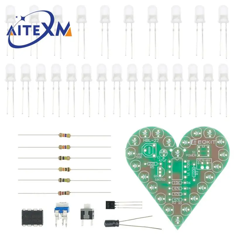 DIY-Kit, Herzform, Atemlampen-Kit, Atem-LED-Suite, Rot, Weiß – Bild 3