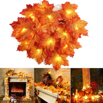2/3/6M Weihnachten Dekoration Künstliche Ahorn Blatt Blätter LED Licht String Laterne Girlande Home Party DIY