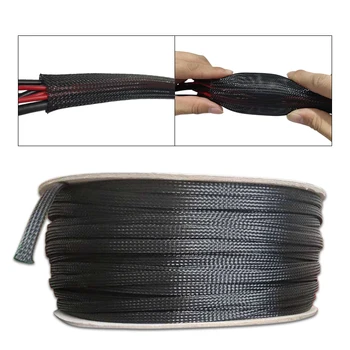 Dropship 1/5/10/50/M Schwarz Isolierte Geflecht Schlauch 4/6/8/10/12/14/20/25mm Enge PET Draht