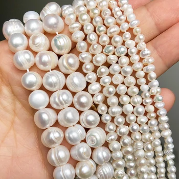 Natürliche weiße Süßwasserperlen Perlen unregelmäßige runde Zuchtperlen für DIY Frauen handgemachte Armband