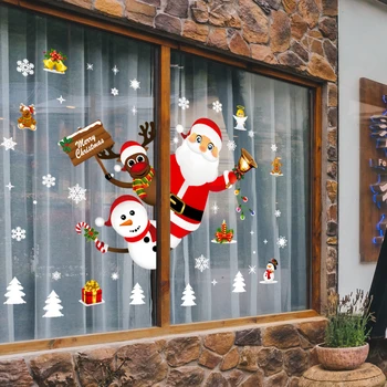 Frohe Weihnachten-Dekoration für Zuhause, 2025, Wand- und Fensteraufkleber, Ornamente, Girlande, Neujahr