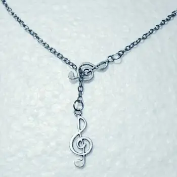 Mode Doppel Notizen/violinschlüssel Anhänger Einstellbar Kreuz Lariat Halskette Für Frauen Männer Punk Goth