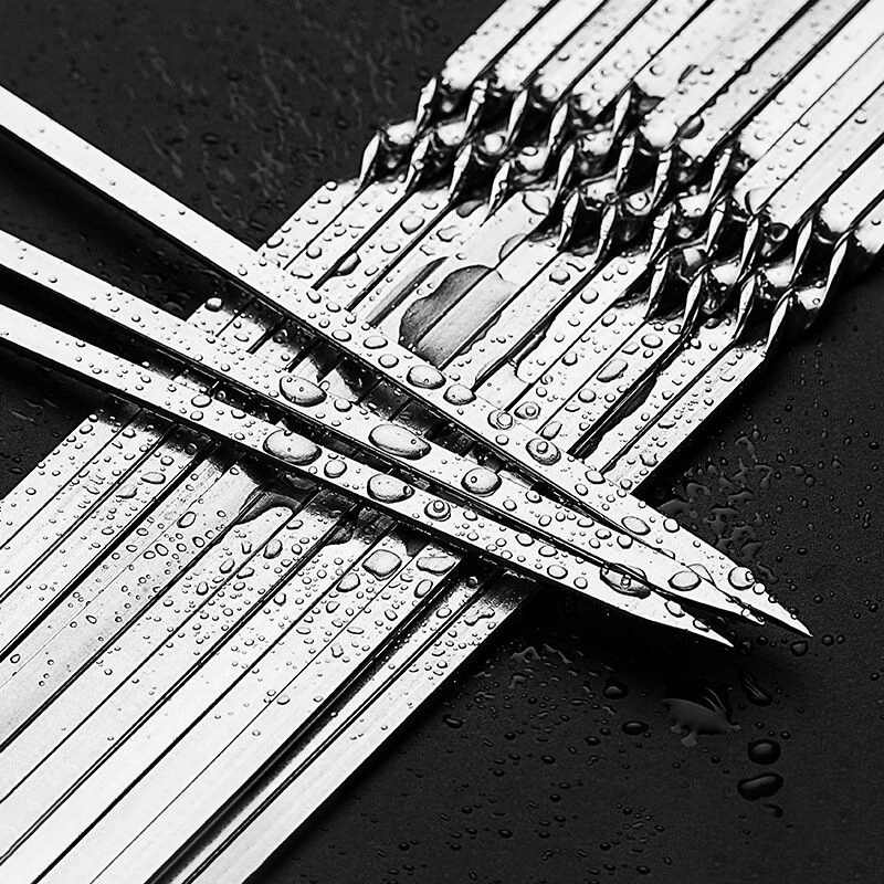 10/15Pcs Edelstahl Grill Spieß Wiederverwendbare BBQ Spieße – Bild 4