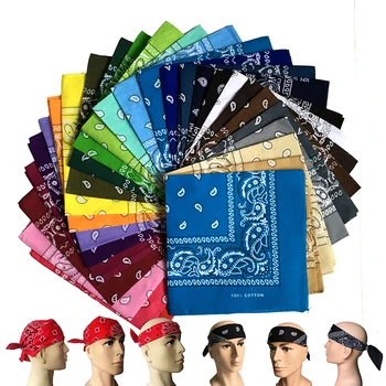 55x55cm Mode Hip Hop 100% Baumwolle Bandana Quadrat Schal Cowboy Cashew Schwarz Rot Paisley Stirnband Druck