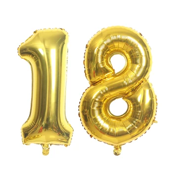 Große 16 32 40 Zoll Luftballons Nummer 16 18 21 30 40 50 Silber Gold Folienballon Alles Gute zum Geburtstag