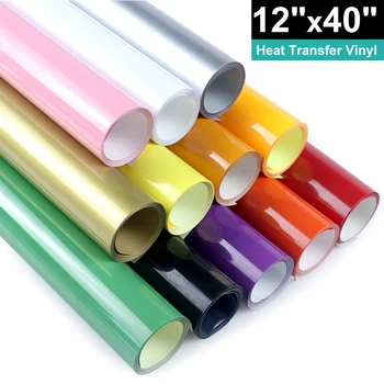 1 Rolle 12'x40'/30,5cmx20/100/150cm Matte PU-Wärmeübertragungsfolie Dekorative Folien Muster T-Shirt