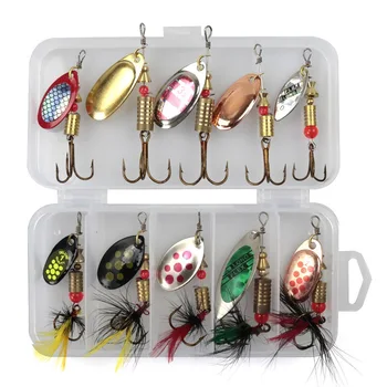 Metall Löffel Spinner Angeln Köder 10 stücke Set Spoonbait Wobbler Angeln Wobbler für Hecht Häkeln Kit