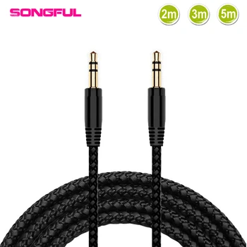 2 M/3 M/5 M 3,5mm stecker auf stecker verlängerung kabel aux kabel Runde Flache Geflochtene draht Kabel Audio