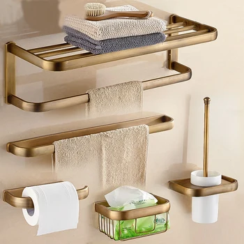 Antike Bronze Badezimmer-Accessoires-Sets: Handtuchhalter, Toilettenpapierhalter, Bademantelhaken, Badzubehör