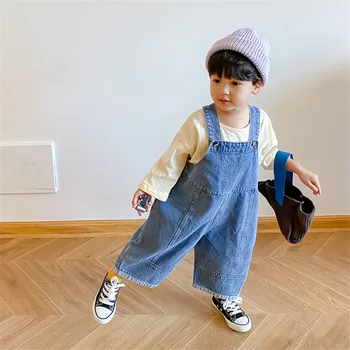 2025 Herbst Neue Kinder-Latzhose, Baby Jungen Mädchen Lässiger Jeans-Overall, Einfarbiger Freizeitanzug, 1-7