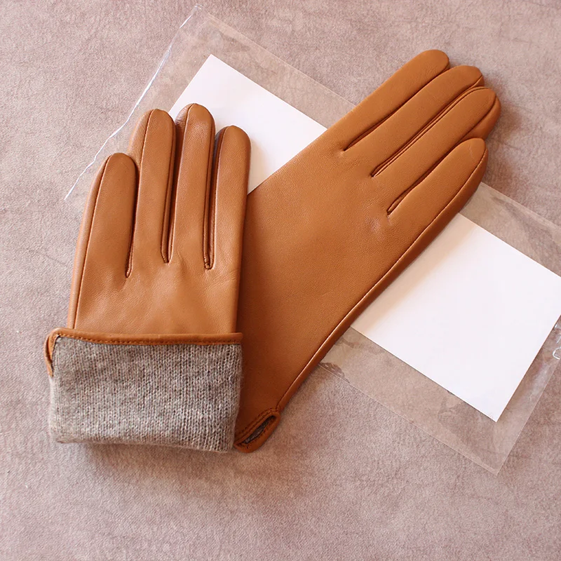 Leder-Schaffell-Handschuhe für Damen, Herbst, warm – Bild 4