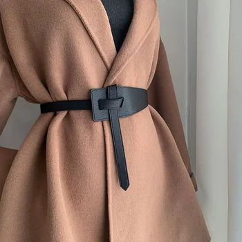Designer Gürtel Für Frauen Knoten Weiche Pu Leder Langen Bund Weibliche Taille Breiten Mantel Korsett Gürtel