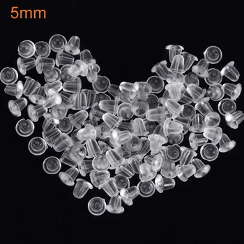 5mm 100 stücke Klar Weiche Silikon Gummi Ohrring Rückseiten Sicherheit Runde Stopper Schmuck Zubehör DIY Teile