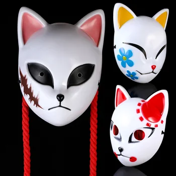 Japanische Anime Dämon Fuchs Maske Cosplay Sabito Makomo Tanjiro Verdicken Kunststoff Tier Masken Halloween