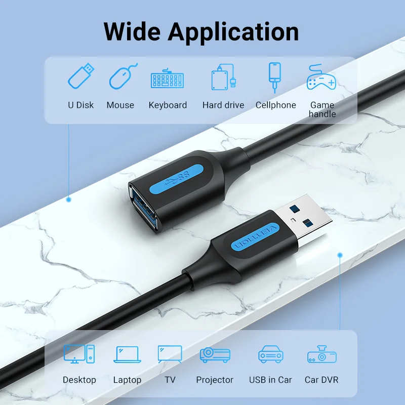 USB 3.0 Verlängerungskabel, Stecker auf Buchse – Bild 3