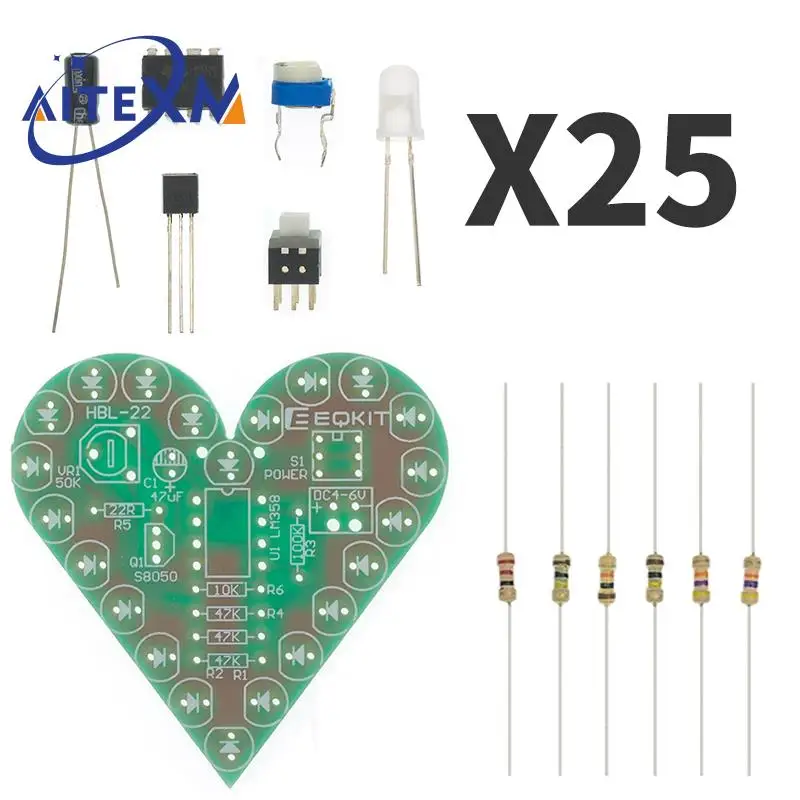 DIY-Kit, Herzform, Atemlampen-Kit, Atem-LED-Suite, Rot, Weiß – Bild 2