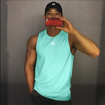 Mannen Bodybuilding Tank Tops Gym Workout Fitness Sleeveless Shirt Lauf Kleding Stringer Singlet Zomer