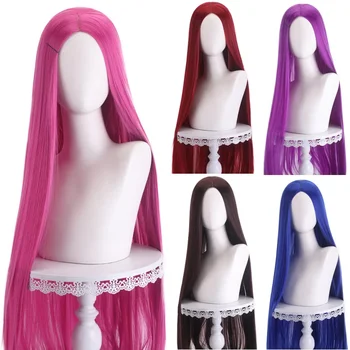 40 Zoll lange gerade Cosplay-Perücke Mittelscheitel Central Split Blond Rosa Rose Rot Lila Hitzebeständige